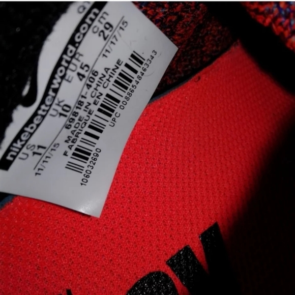 Nike Flyknit Lunar 3 Size mens sz 11 Running Shoes Concord Black/Crimson Orange - Picture 6 of 6